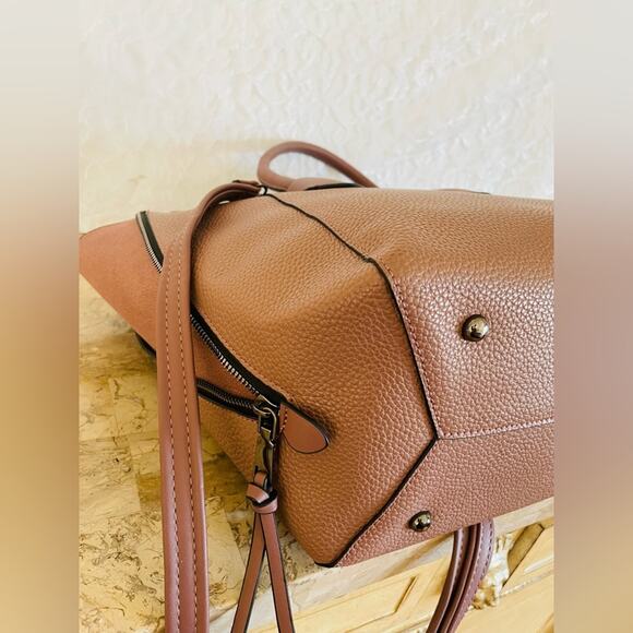 MICHAEL KORS Mauve hard pebble leather convertible tote shoulder bag crossbody - Picture 9 of 10